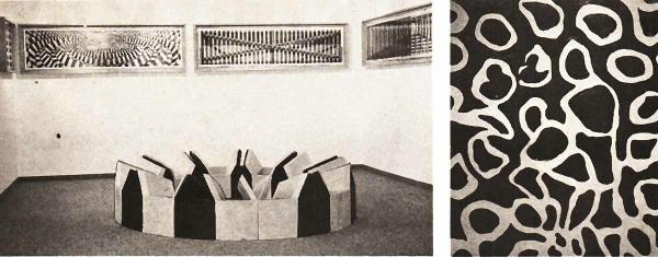 Galerie Contempo Grenchen 1992: «Systeme» von Andreas Althaus, «Arenata» im Hintergrund. Rechts im Bild «Akt» von Max Sommer. (Fotos: Eva Buhrfeind)
