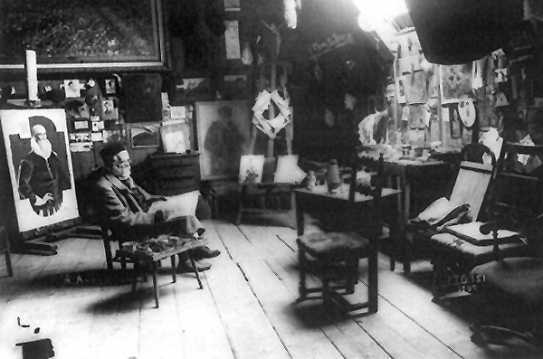 Alber Anker 1907 im Atelier