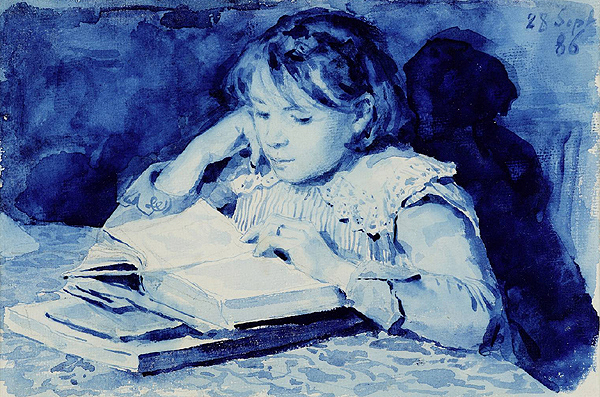 Lesendes Mädchen (Cécile Anker) 1886, Stiftung Albert Anker-Haus Ins.