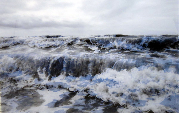 Stijn Cole 2019 im Haus der Kunst St. Josef in Solothurn:  tosendes Meer, stürmische See, Gischt, Wellen, Sturm. (Foto: Eva Buhrfeind)